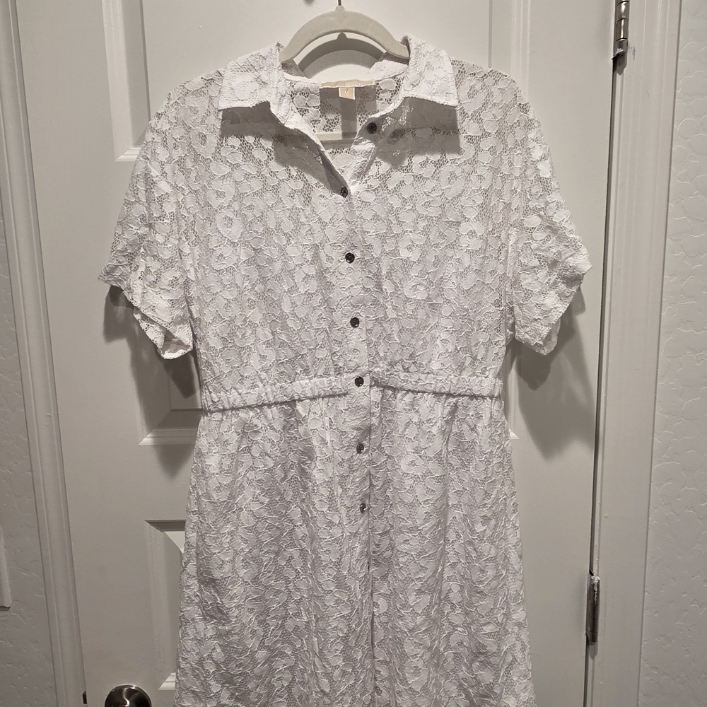 MICHAEL Michael Kors White Lace Midi Dress